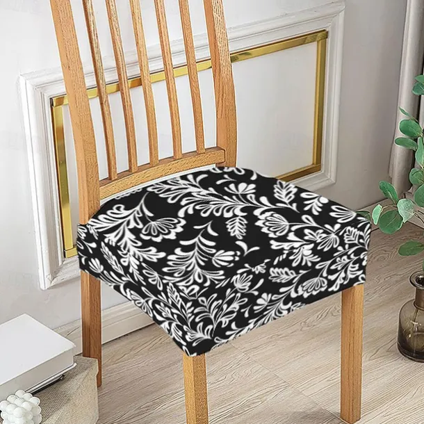 Stretch Seat Covers for Dining Room High Back Dining Chair Cover Floral Printed Soft Removable Washable Seat Covers for Dining Chairs, Dining Room Seat Cover Protector