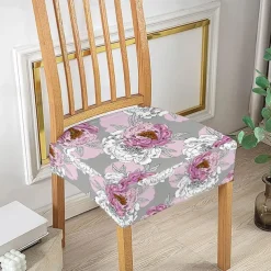 Stretch Seat Covers for Dining Room High Back Dining Chair Cover Floral Printed Soft Removable Washable Seat Covers for Dining Chairs, Dining Room Seat Cover Protector