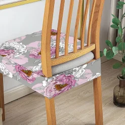 Stretch Seat Covers for Dining Room High Back Dining Chair Cover Floral Printed Soft Removable Washable Seat Covers for Dining Chairs, Dining Room Seat Cover Protector