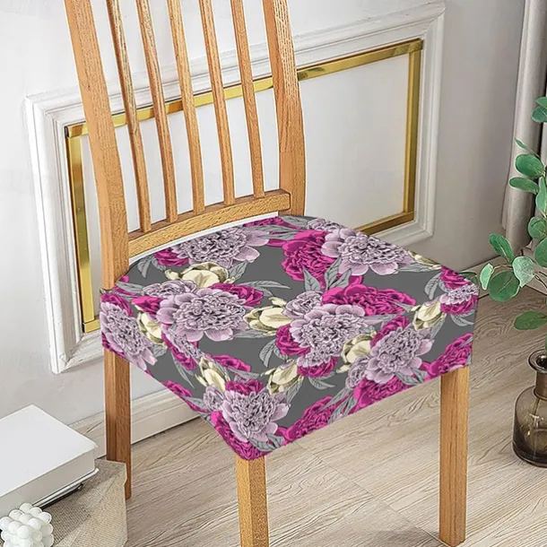 Stretch Seat Covers for Dining Room High Back Dining Chair Cover Floral Printed Soft Removable Washable Seat Covers for Dining Chairs, Dining Room Seat Cover Protector