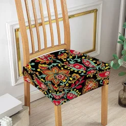 Stretch Seat Covers for Dining Room High Back Dining Chair Cover Floral Printed Soft Removable Washable Seat Covers for Dining Chairs, Dining Room Seat Cover Protector