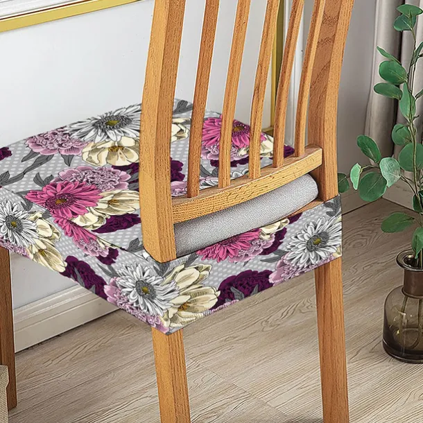 Stretch Seat Covers for Dining Room High Back Dining Chair Cover Floral Printed Soft Removable Washable Seat Covers for Dining Chairs, Dining Room Seat Cover Protector
