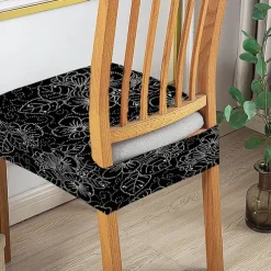 Stretch Seat Covers for Dining Room High Back Dining Chair Cover Floral Printed Soft Removable Washable Seat Covers for Dining Chairs, Dining Room Seat Cover Protector