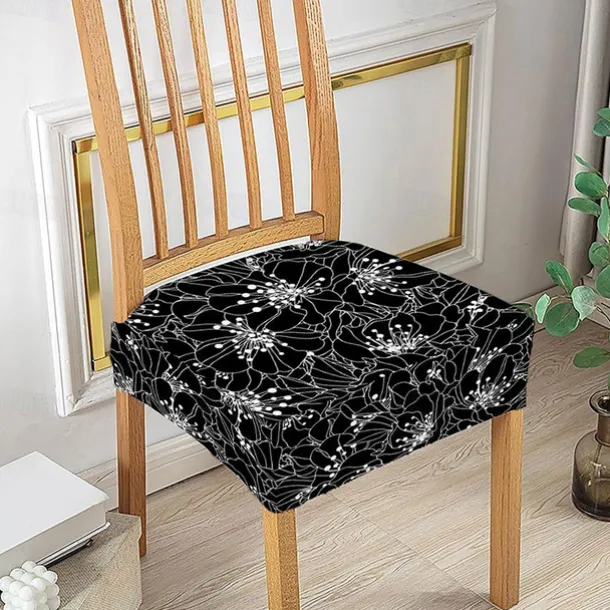 Stretch Seat Covers for Dining Room High Back Dining Chair Cover Floral Printed Soft Removable Washable Seat Covers for Dining Chairs, Dining Room Seat Cover Protector