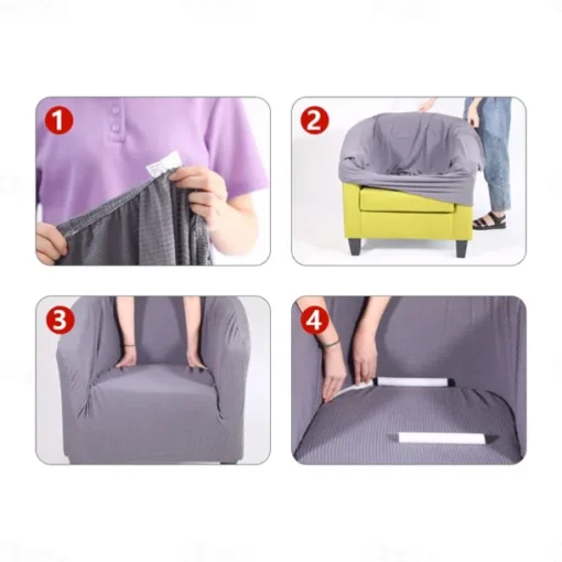 Stretch Single Sofa Cover Barrel Chair Slipcover Armchair Slipcover Club Chair Cover 1 Seater Couch Furniture Protector with Elastic Bottom for Kids,Pet