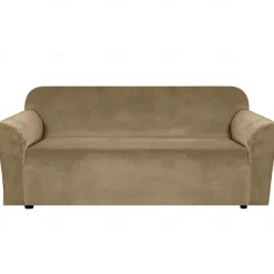Stretch Sofa Cover Slipcover Elastic Velvet Sectional Couch Armchair Loveseat Burgundy Red 4 Or 3 Seater L Shape Plain Solid Color Soft Durable