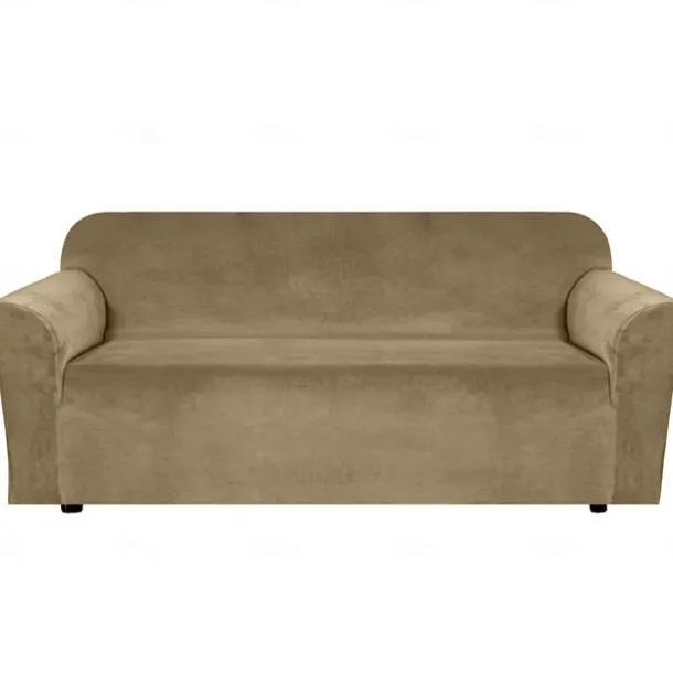 Stretch Sofa Cover Slipcover Elastic Velvet Sectional Couch Armchair Loveseat Burgundy Red 4 Or 3 Seater L Shape Plain Solid Color Soft Durable