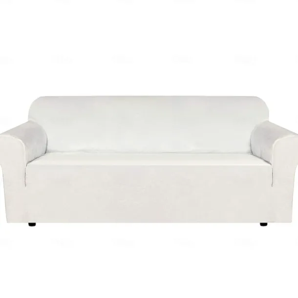 Stretch Sofa Cover Slipcover Elastic Velvet Sectional Couch Armchair Loveseat Burgundy Red 4 Or 3 Seater L Shape Plain Solid Color Soft Durable