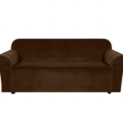 Stretch Sofa Cover Slipcover Elastic Velvet Sectional Couch Armchair Loveseat Burgundy Red 4 Or 3 Seater L Shape Plain Solid Color Soft Durable