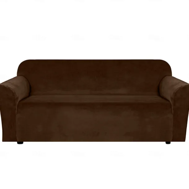 Stretch Sofa Cover Slipcover Elastic Velvet Sectional Couch Armchair Loveseat Burgundy Red 4 Or 3 Seater L Shape Plain Solid Color Soft Durable