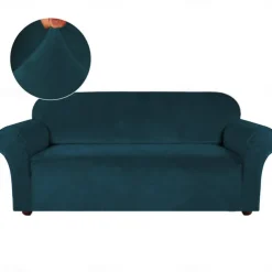 Stretch Sofa Cover Slipcover Elastic Velvet Sectional Couch Armchair Loveseat Burgundy Red 4 Or 3 Seater L Shape Plain Solid Color Soft Durable