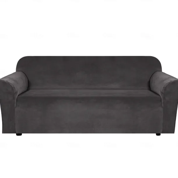 Stretch Sofa Cover Slipcover Elastic Velvet Sectional Couch Armchair Loveseat Burgundy Red 4 Or 3 Seater L Shape Plain Solid Color Soft Durable