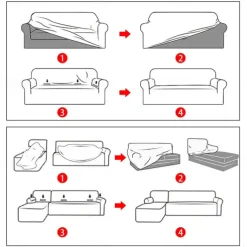Stretch Sofa Cover Slipcover Elastic Sectional Couch Armchair Loveseat 4 or 3 seater L shaped Sofa Furniture Protector Anti-Slip Cover Soft Washable(1 Free Cushion Cover)