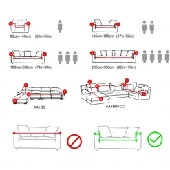 Stretch Sofa Cover Slipcover Elastic Sectional Couch Armchair Loveseat 4 or 3 seater L shaped Sofa Furniture Protector Anti-Slip Cover Soft Washable(1 Free Cushion Cover)