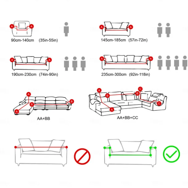 Stretch Sofa Cover Slipcover Elastic Sectional Couch Armchair Loveseat 4 or 3 seater L shaped Sofa Furniture Protector Anti-Slip Cover Soft Washable(1 Free Cushion Cover)