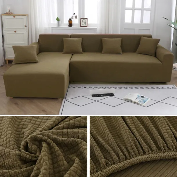 Stretch Sofa Cover Slipcover Jacquard Elastic Sectional Couch Armchair Loveseat 4 or 4 or 3 Seater Burgundy Red L Shape White Grey Black Plain Solid Color Soft Durable Washable(1 Free Cushion Cover)