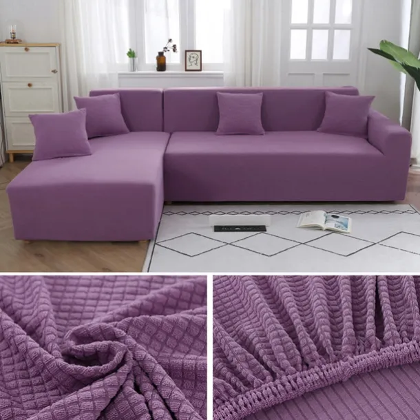 Stretch Sofa Cover Slipcover Jacquard Elastic Sectional Couch Armchair Loveseat 4 or 4 or 3 Seater Burgundy Red L Shape White Grey Black Plain Solid Color Soft Durable Washable(1 Free Cushion Cover)