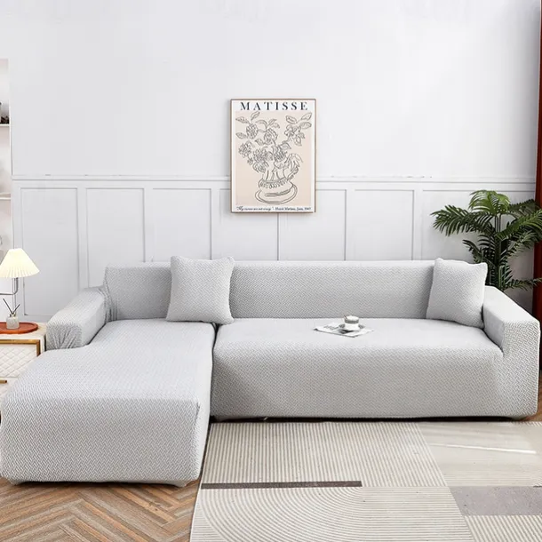 Stretch Sofa Cover Slipcover Jacquard Elastic Sectional Couch Armchair Loveseat 4 or 4 or 3 Seater Burgundy Red L Shape White Grey Black Plain Solid Color Soft Durable Washable(1 Free Cushion Cover)