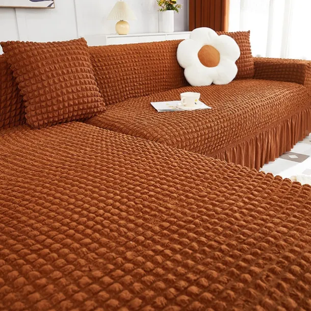 Stretch Sofa Cover Slipcover Jacquard Elastic Sectional Couch Armchair Loveseat 4 or 4 or 3 Seater Burgundy Red L Shape White Grey Black Plain Solid Color Soft Durable Washable(1 Free Cushion Cover)