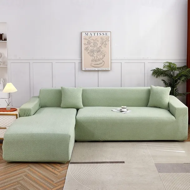 Stretch Sofa Cover Slipcover Jacquard Elastic Sectional Couch Armchair Loveseat 4 or 4 or 3 Seater Burgundy Red L Shape White Grey Black Plain Solid Color Soft Durable Washable(1 Free Cushion Cover)