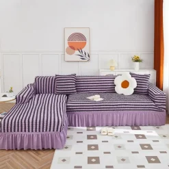 Stretch Sofa Cover Slipcover Jacquard Elastic Sectional Couch Armchair Loveseat 4 or 4 or 3 Seater Burgundy Red L Shape White Grey Black Plain Solid Color Soft Durable Washable(1 Free Cushion Cover)