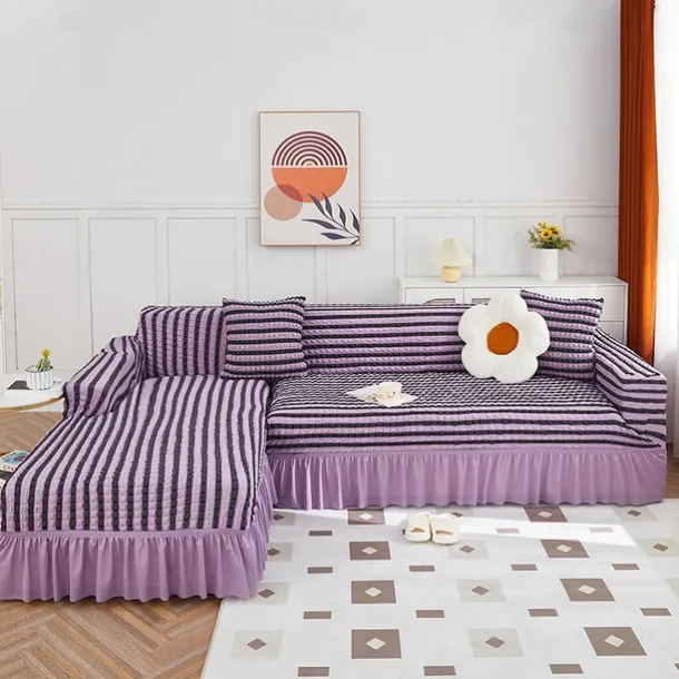 Stretch Sofa Cover Slipcover Jacquard Elastic Sectional Couch Armchair Loveseat 4 or 4 or 3 Seater Burgundy Red L Shape White Grey Black Plain Solid Color Soft Durable Washable(1 Free Cushion Cover)