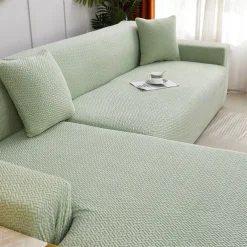 Stretch Sofa Cover Slipcover Jacquard Elastic Sectional Couch Armchair Loveseat 4 or 4 or 3 Seater Burgundy Red L Shape White Grey Black Plain Solid Color Soft Durable Washable(1 Free Cushion Cover)