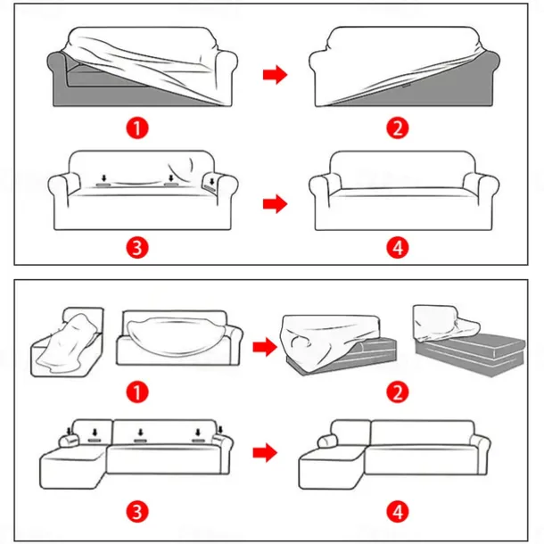 Stretch Sofa Cover Slipcover Jacquard Elastic Sectional Couch Armchair Loveseat 4 or 4 or 3 Seater Burgundy Red L Shape White Grey Black Plain Solid Color Soft Durable Washable(1 Free Cushion Cover)