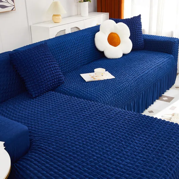 Stretch Sofa Cover Slipcover Jacquard Elastic Sectional Couch Armchair Loveseat 4 or 4 or 3 Seater Burgundy Red L Shape White Grey Black Plain Solid Color Soft Durable Washable(1 Free Cushion Cover)