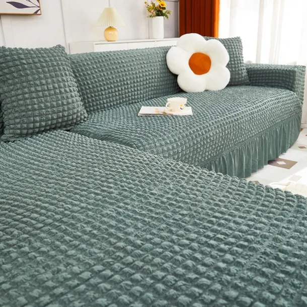 Stretch Sofa Cover Slipcover Jacquard Elastic Sectional Couch Armchair Loveseat 4 or 4 or 3 Seater Burgundy Red L Shape White Grey Black Plain Solid Color Soft Durable Washable(1 Free Cushion Cover)