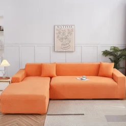 Stretch Sofa Cover Slipcover Jacquard Elastic Sectional Couch Armchair Loveseat 4 or 4 or 3 Seater Burgundy Red L Shape White Grey Black Plain Solid Color Soft Durable Washable(1 Free Cushion Cover)