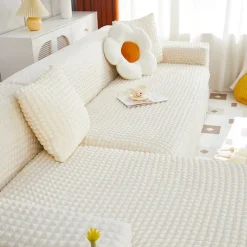 Stretch Sofa Cover Slipcover Jacquard Elastic Sectional Couch Armchair Loveseat 4 or 4 or 3 Seater Burgundy Red L Shape White Grey Black Plain Solid Color Soft Durable Washable(1 Free Cushion Cover)