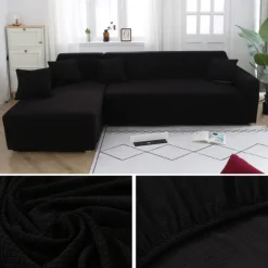 Stretch Sofa Cover Slipcover Jacquard Elastic Sectional Couch Armchair Loveseat 4 or 4 or 3 Seater Burgundy Red L Shape White Grey Black Plain Solid Color Soft Durable Washable(1 Free Cushion Cover)