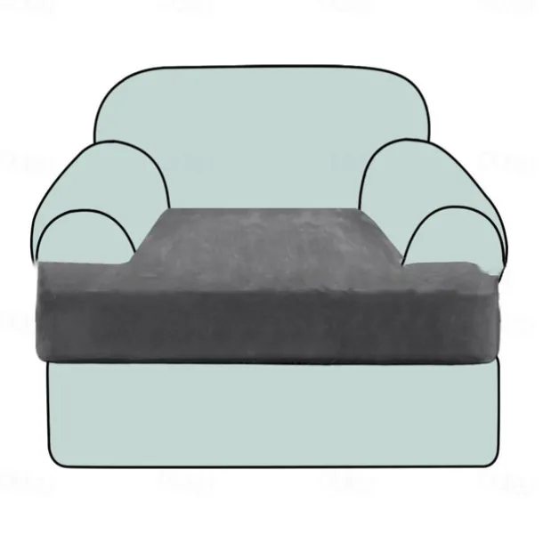 Stretch Sofa Seat Cover Couch T Seat Pad Cushion Slipcover Elastic Couch Armchair Loveseat 3 Seater Grey Plain Solid Soft Durable Washable