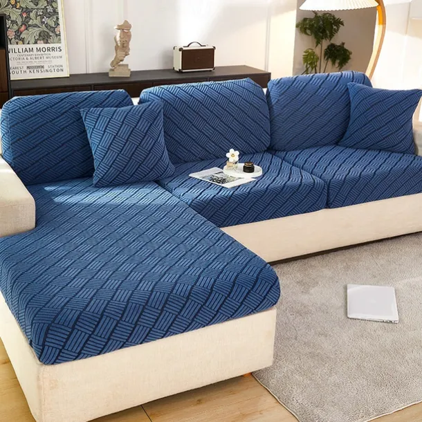 Stretch Sofa Seat Cushion Cover Slipcover Elastic Couch Armchair Loveseat 4 Or 3 Seater Grey Plain Solid Soft Durable Washable