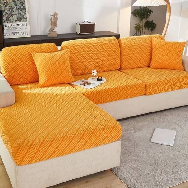 Stretch Sofa Seat Cushion Cover Slipcover Elastic Couch Armchair Loveseat 4 Or 3 Seater Grey Plain Solid Soft Durable Washable