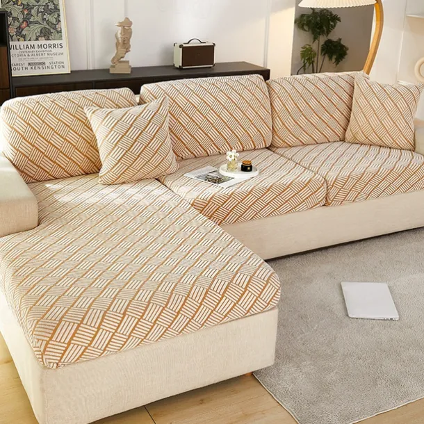 Stretch Sofa Seat Cushion Cover Slipcover Elastic Couch Armchair Loveseat 4 Or 3 Seater Grey Plain Solid Soft Durable Washable