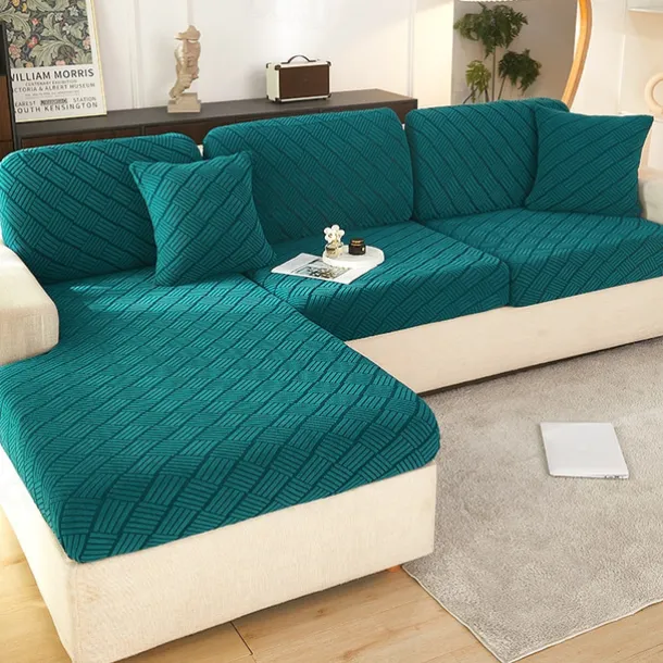 Stretch Sofa Seat Cushion Cover Slipcover Elastic Couch Armchair Loveseat 4 Or 3 Seater Grey Plain Solid Soft Durable Washable