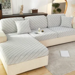 Stretch Sofa Seat Cushion Cover Slipcover Elastic Couch Armchair Loveseat 4 Or 3 Seater Grey Plain Solid Soft Durable Washable