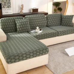 Stretch Sofa Seat Cushion Cover Slipcover Elastic Couch Armchair Loveseat 4 Or 3 Seater Grey Plain Solid Soft Durable Washable