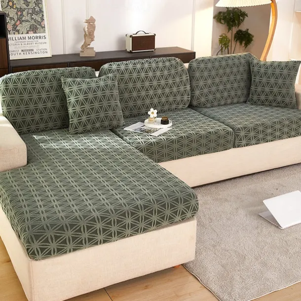 Stretch Sofa Seat Cushion Cover Slipcover Elastic Couch Armchair Loveseat 4 Or 3 Seater Grey Plain Solid Soft Durable Washable