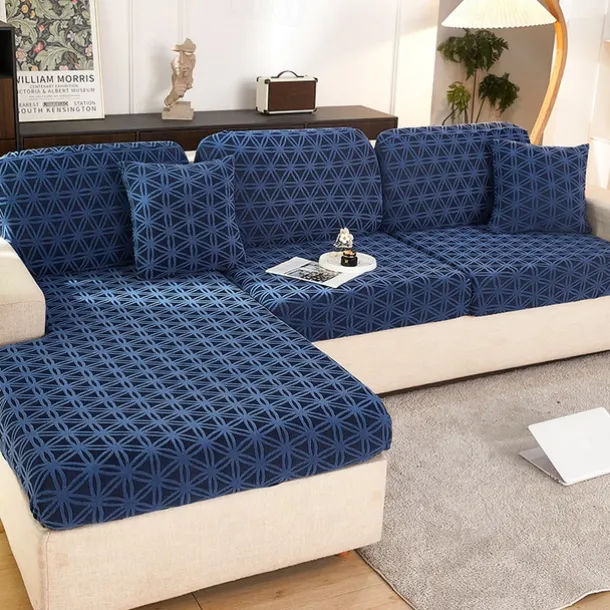 Stretch Sofa Seat Cushion Cover Slipcover Elastic Couch Armchair Loveseat 4 Or 3 Seater Grey Plain Solid Soft Durable Washable