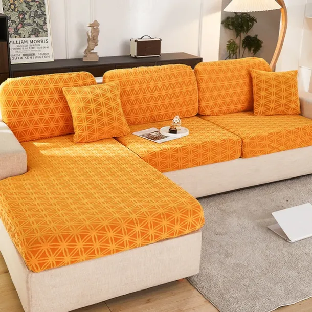 Stretch Sofa Seat Cushion Cover Slipcover Elastic Couch Armchair Loveseat 4 Or 3 Seater Grey Plain Solid Soft Durable Washable