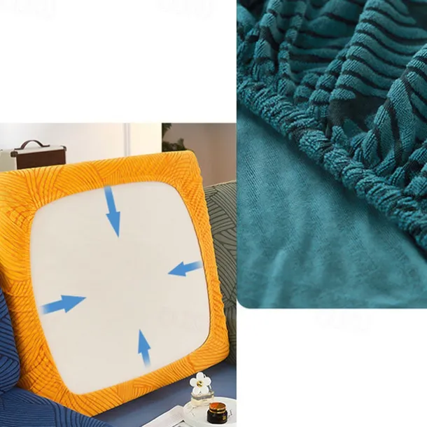 Stretch Sofa Seat Cushion Cover Slipcover Elastic Couch Armchair Loveseat 4 Or 3 Seater Grey Plain Solid Soft Durable Washable