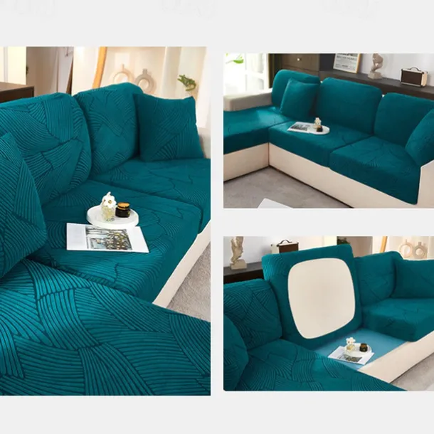 Stretch Sofa Seat Cushion Cover Slipcover Elastic Couch Armchair Loveseat 4 Or 3 Seater Grey Plain Solid Soft Durable Washable