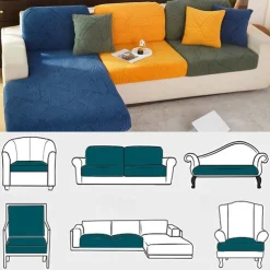 Stretch Sofa Seat Cushion Cover Slipcover Elastic Couch Armchair Loveseat 4 Or 3 Seater Grey Plain Solid Soft Durable Washable