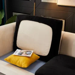 Stretch Sofa seat Cushion Cover Velvet Slipcover Elastic Couch Armchair Loveseat 4 or 3 Seater Grey Burgundy Red Black Blue Plain Solid Soft Durable Washable