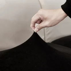 Stretch Sofa seat Cushion Cover Velvet Slipcover Elastic Couch Armchair Loveseat 4 or 3 Seater Grey Burgundy Red Black Blue Plain Solid Soft Durable Washable