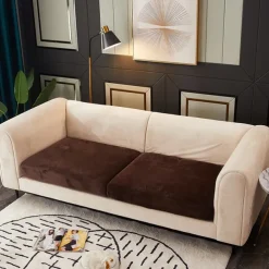 Stretch Sofa seat Cushion Cover Velvet Slipcover Elastic Couch Armchair Loveseat 4 or 3 Seater Grey Burgundy Red Black Blue Plain Solid Soft Durable Washable