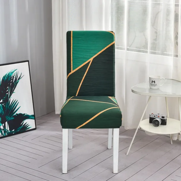 Stretch Spandex Dining Chair Cover 4/6 Pcs Set, Geometric Pattern High Back Dining Chair Cover Slipcover with Elastic Band for Dining Room,Wedding, Ceremony, Banquet,Home Decor